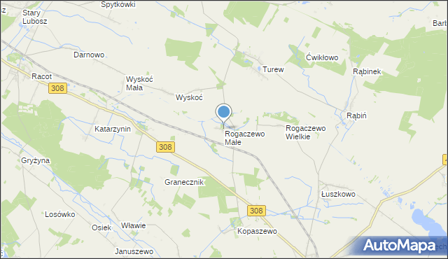 mapa Rogaczewo Małe, Rogaczewo Małe na mapie Targeo